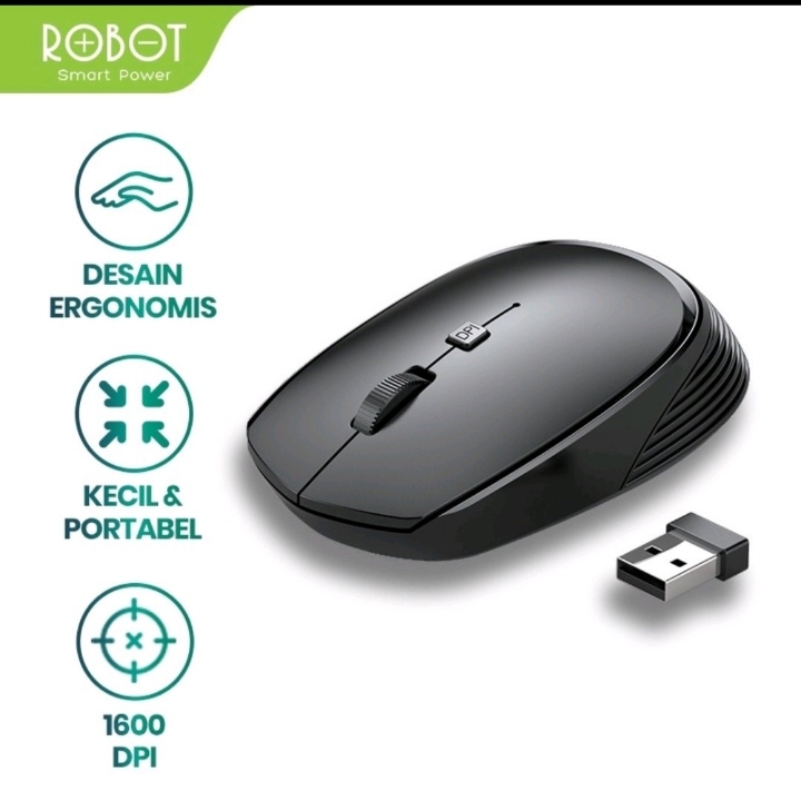 Robot Mouse Wireless M205 2 4G 1600 DPI Receiver USB Untuk PC Laptop