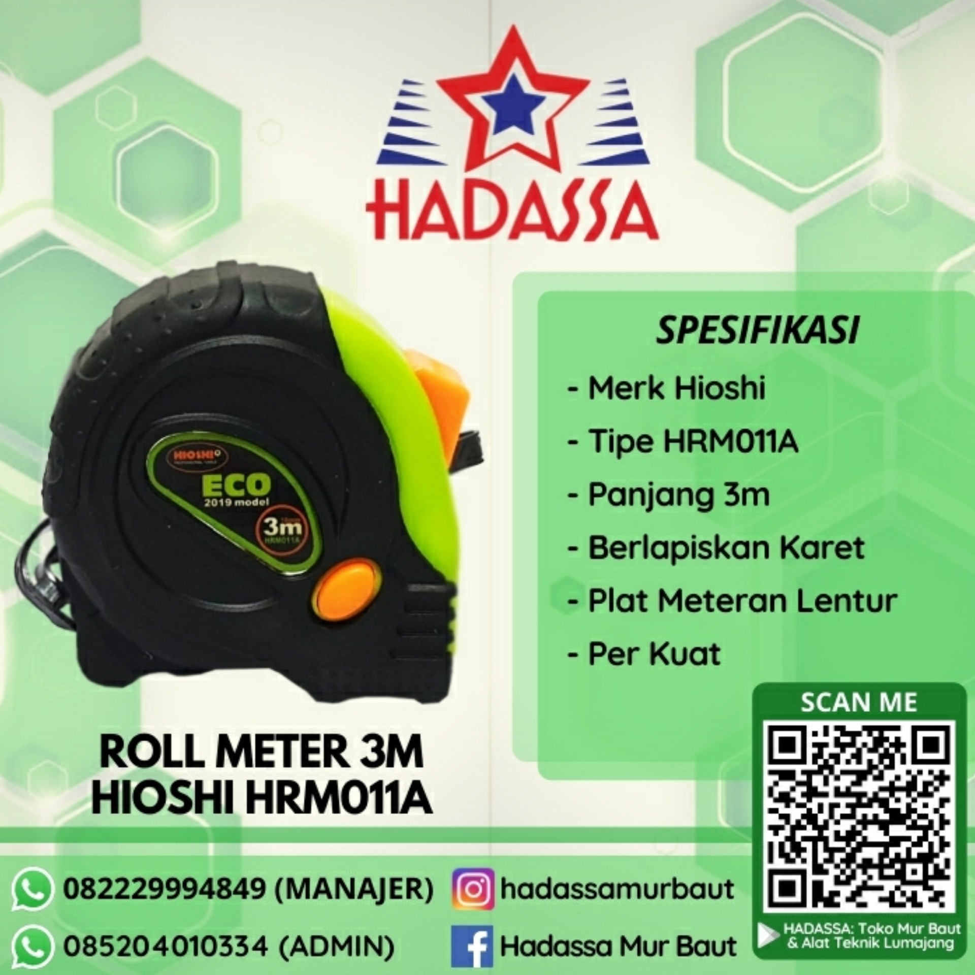 Roll Meter 3m Hioshi HRM011A