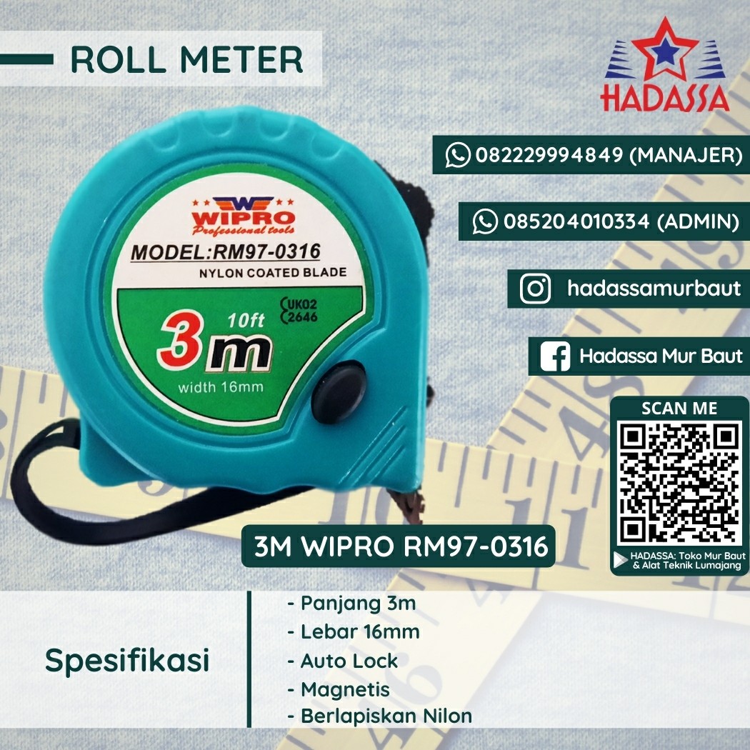 Roll Meter 3m Wipro RM97-0316