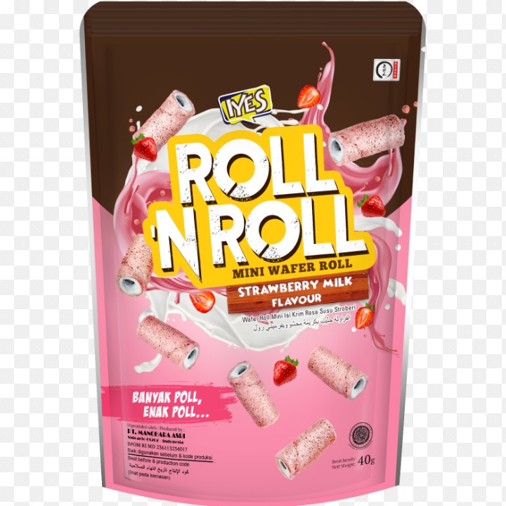 Roll N Roll Mini Wafer Roll Strawberry Milk 40g