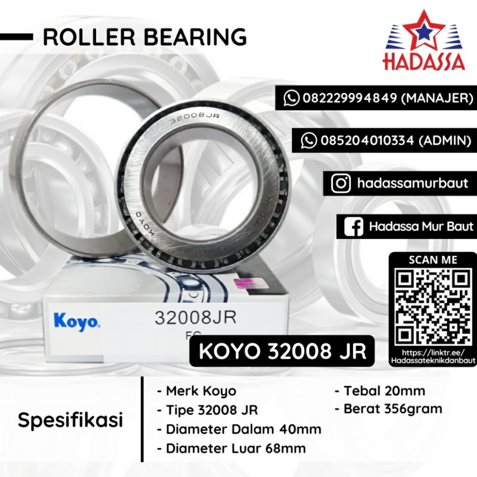 Roller Bearing Koyo 32008 JR