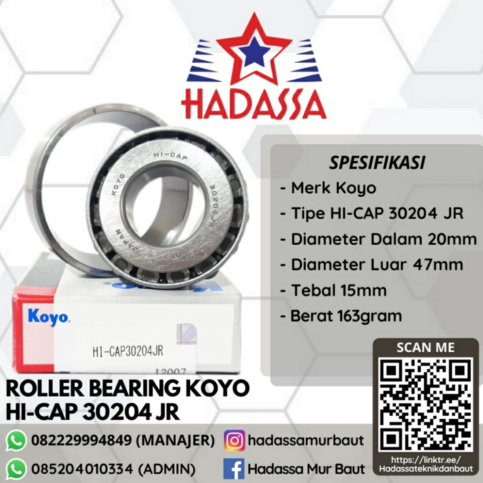 Roller Bearing Koyo HI-CAP 30204 JR