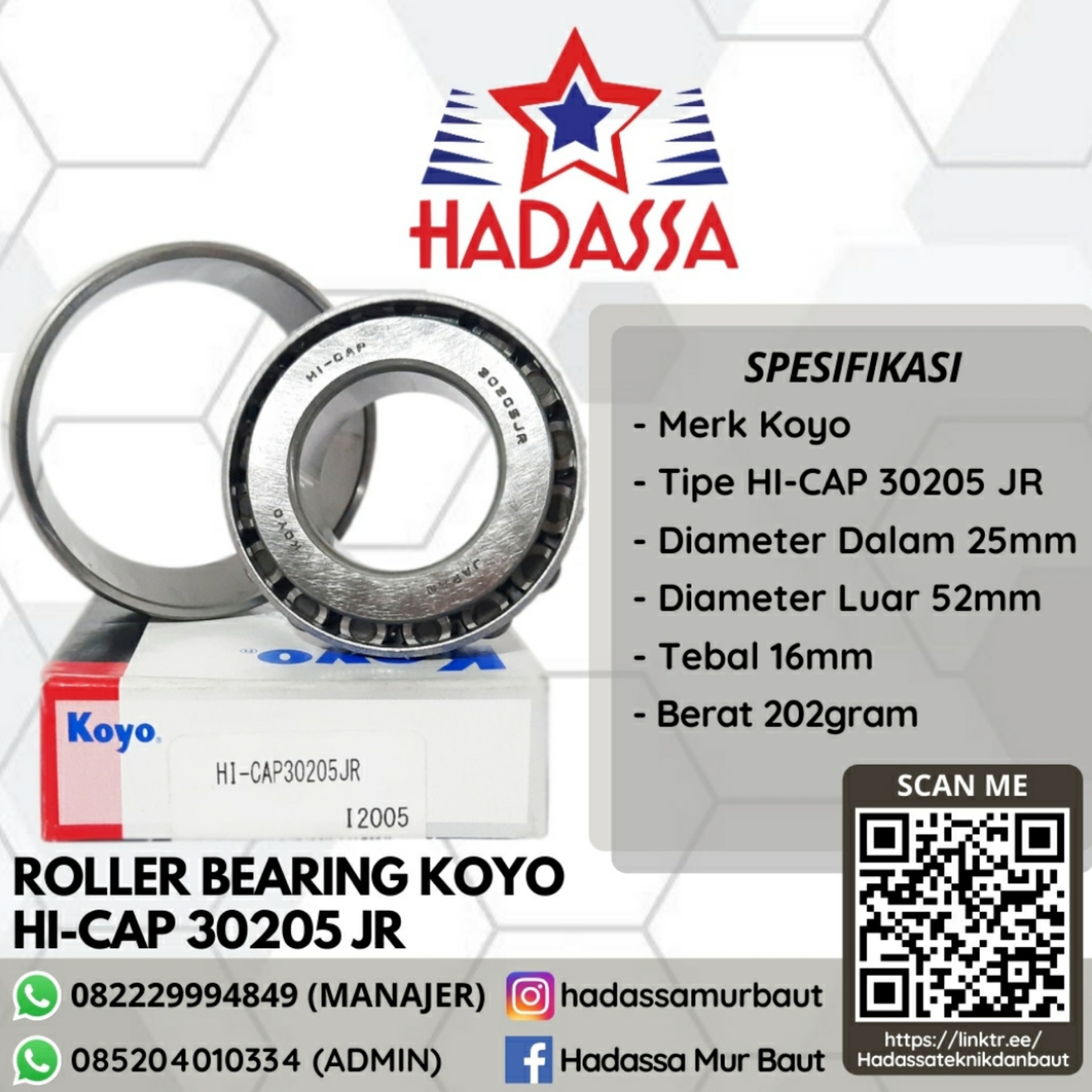 Roller Bearing Koyo HI-CAP 30205 JR