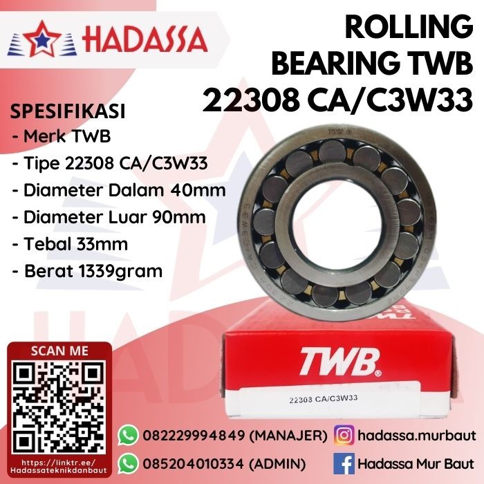 Rolling Bearing TWB 22308 CAperC3W33