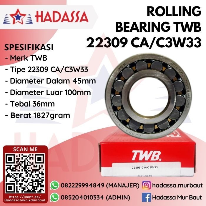 Rolling Bearing TWB 22309 CAperC3W33