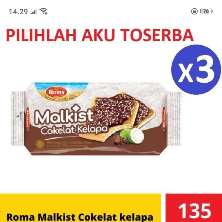 Roma Malkist Cokelat Kelapa 135gr