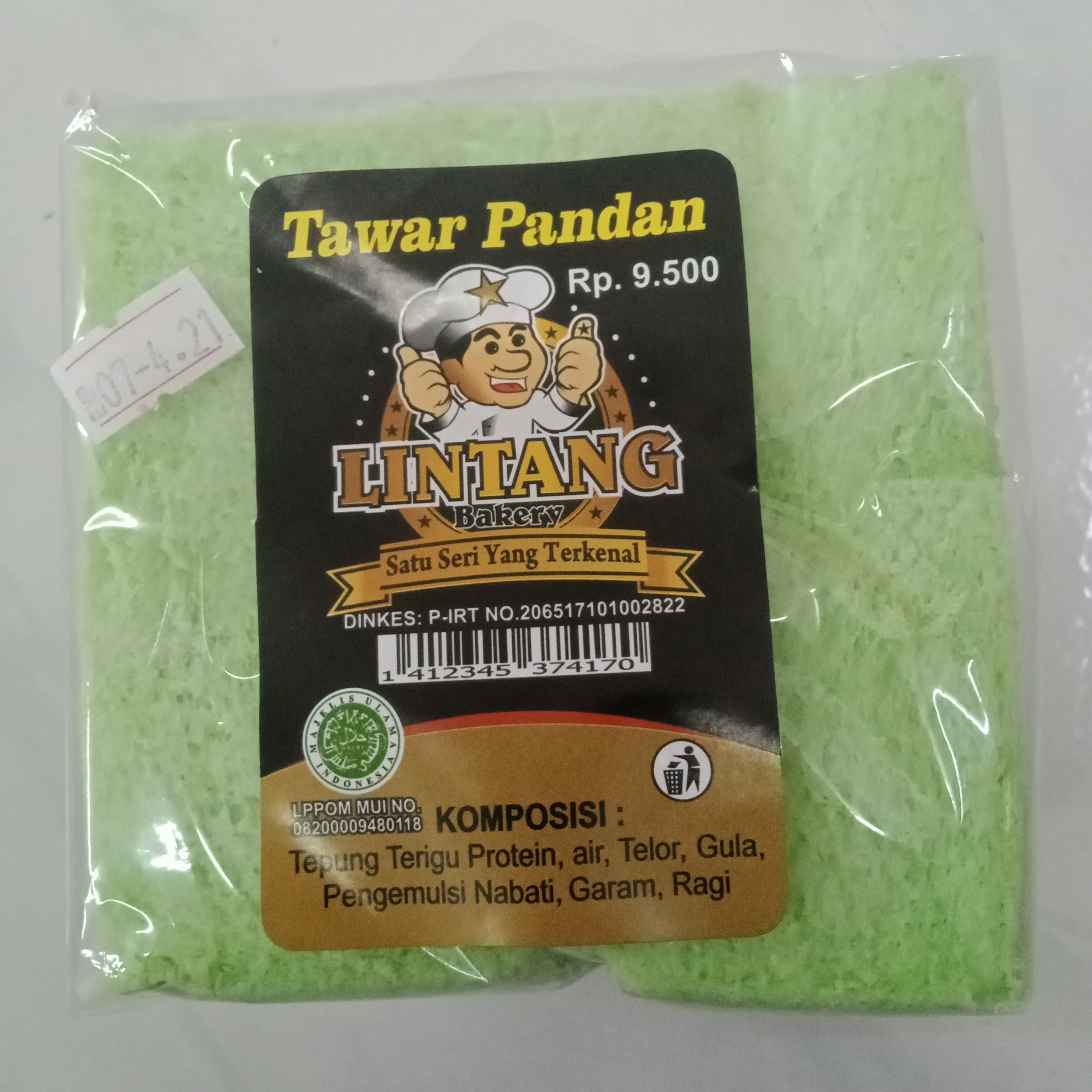 Roti Lintang Tawar Pandan