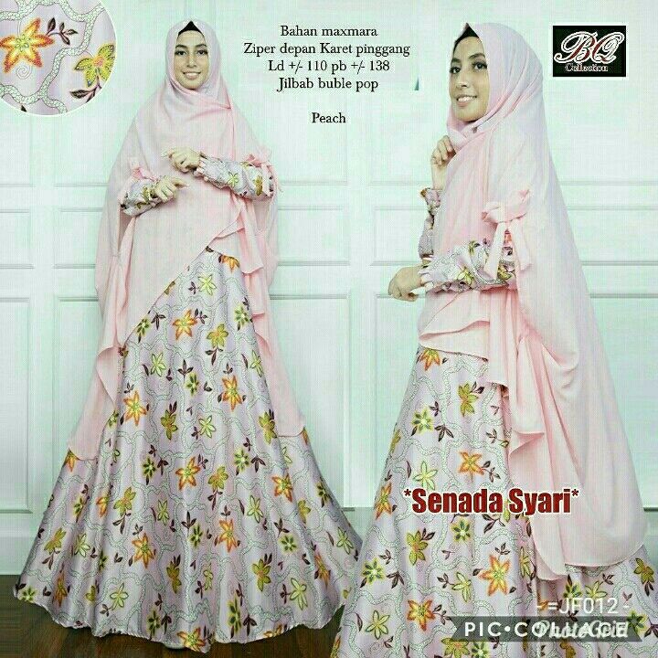 SENADA SYARI Stok Peach -navy