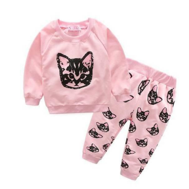 SETELAN ANAK PINK MOTIF KUCING