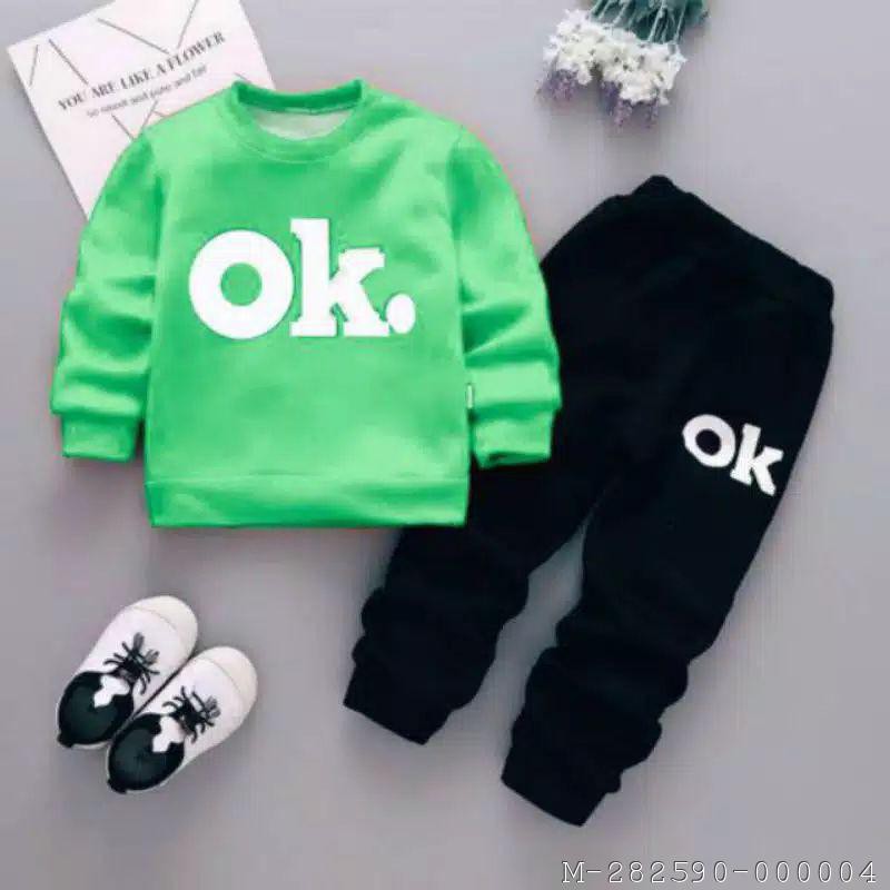 SETELAN SWEATER ANAK MOTIF OK