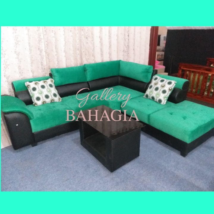 SOFA L SENATOR HITAM HIJAU  2