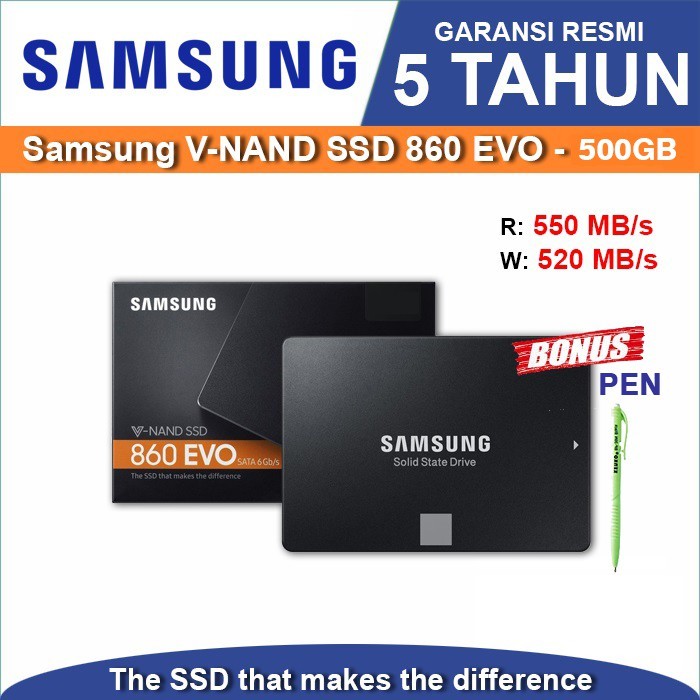 SSD Samsung 500GB Vnand 860EVO Sata III 2