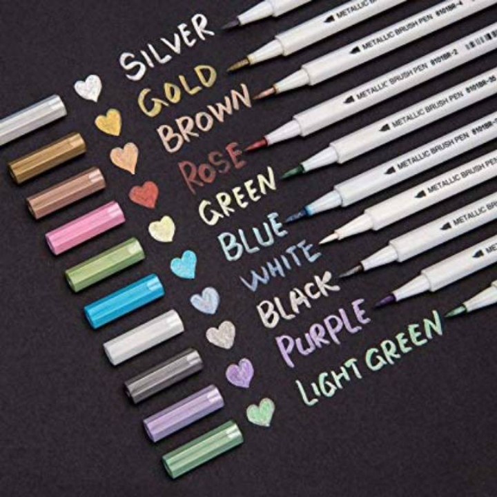 STA Brush Pen Metallic Untuk Kertas Hitam 2