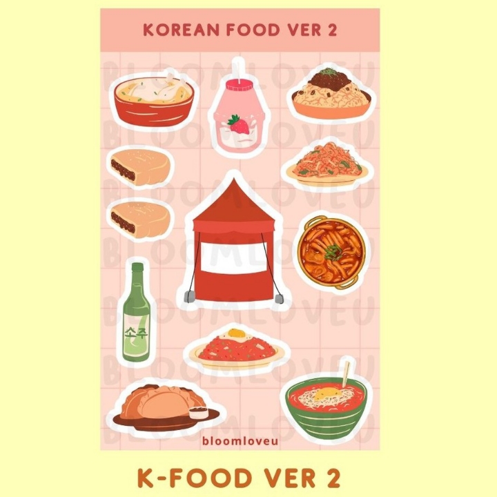 STICKER SHEET KOREAN FOOD 2 BACA DESKRIPSI
