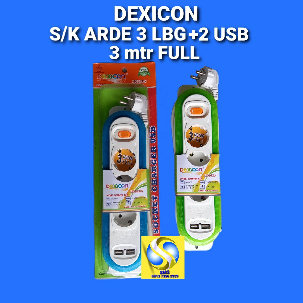 STOP KONTAK 3 LBG 2 USB DEXICON