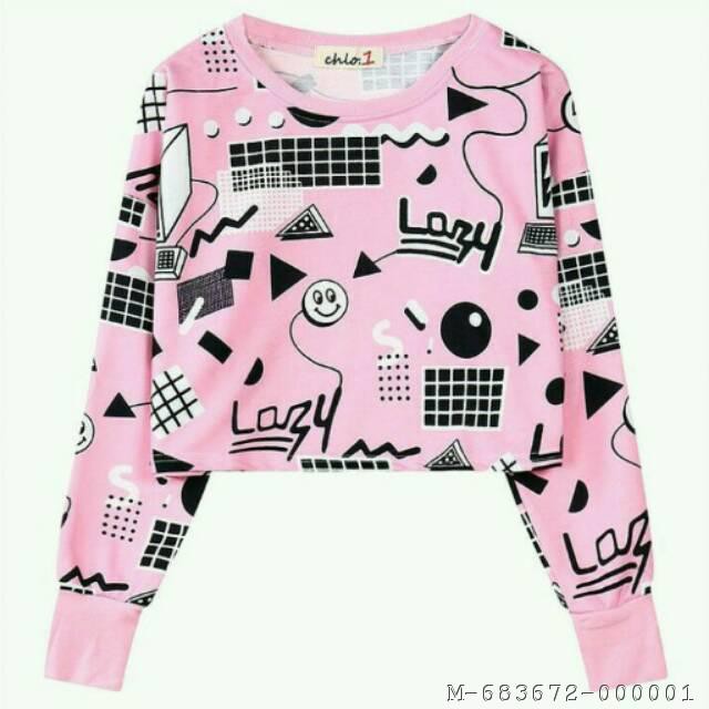 SWEATER CROP LAZY PINK BABYTERRY