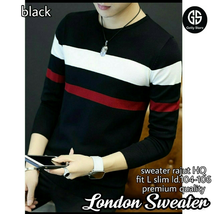 SWEATER LONDON PRIA DEWASA - WARNA BLACK