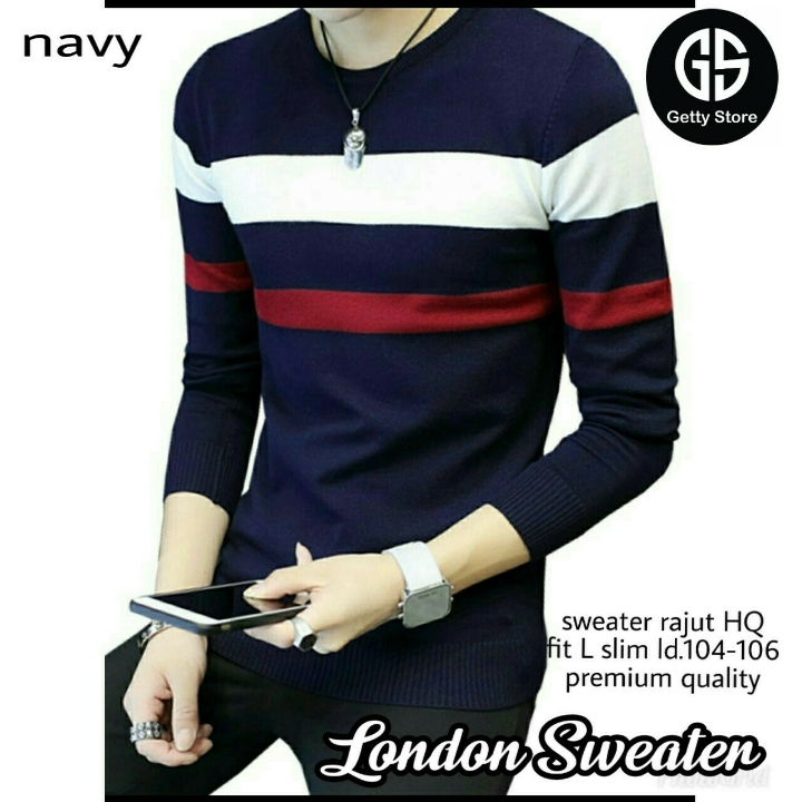 SWEATER LONDON PRIA DEWASA - WARNA NAVY