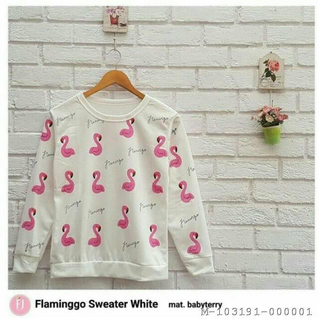 SWEATER WANITA FLAMINGO WHITE BABYTERRY