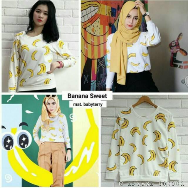 SWEATER WANITA MOTIF BANANA BABYTERRY