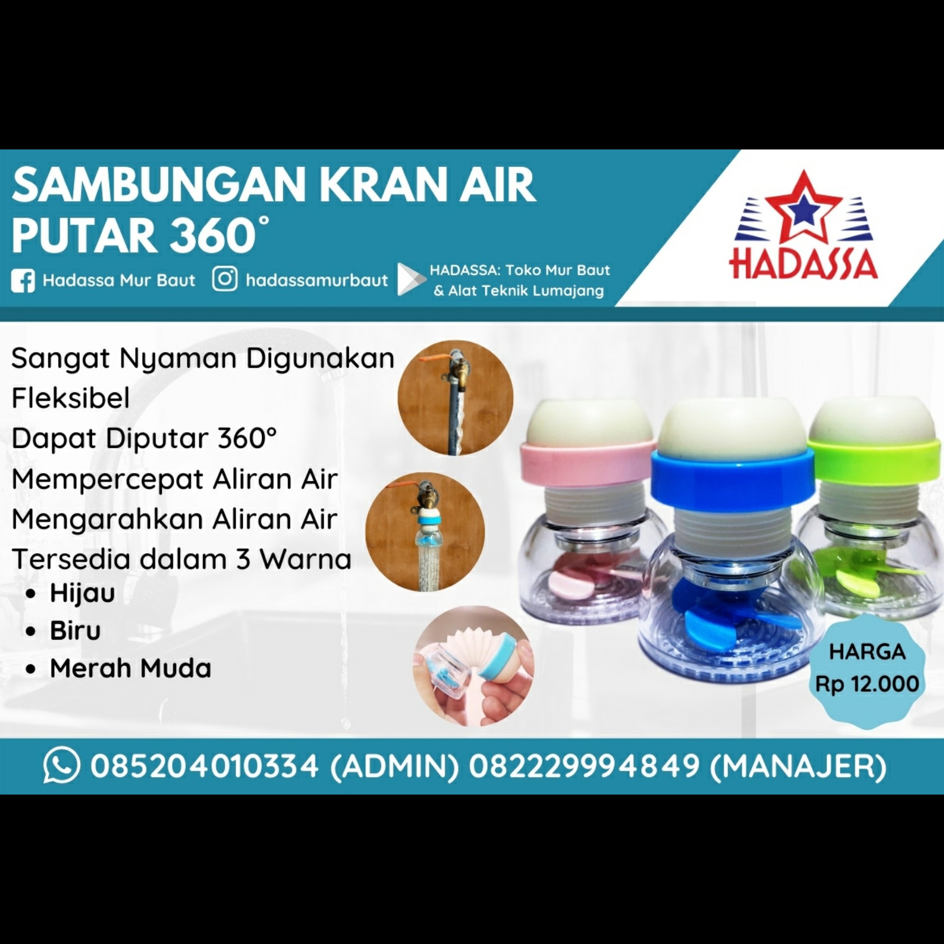 Sambungan Kran Air Putar 360 Derajat