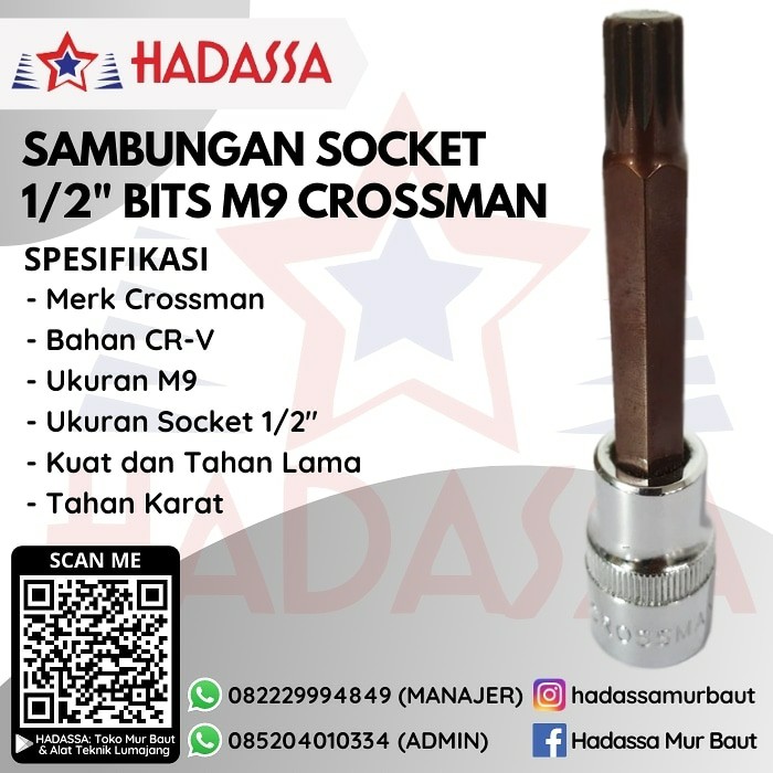 Sambungan Socket 1per2 Inci Bits M9 Crossman