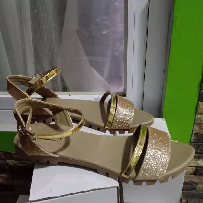 Sandal Wanita Glitter Gold 2