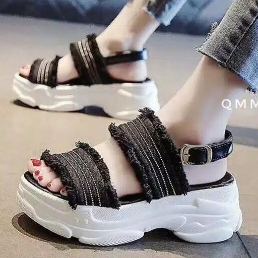 Sandal wanita denim selop