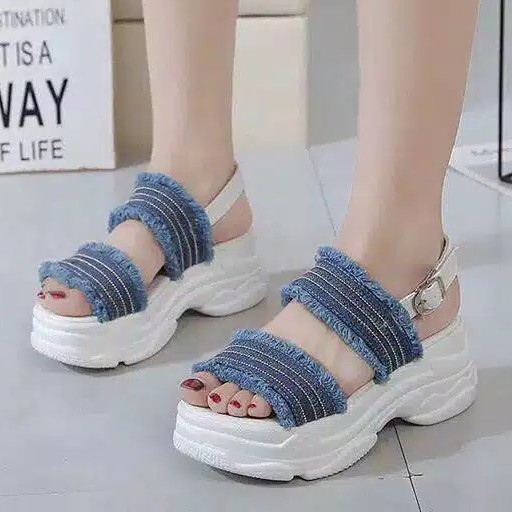 Sandal wanita denim selop 2