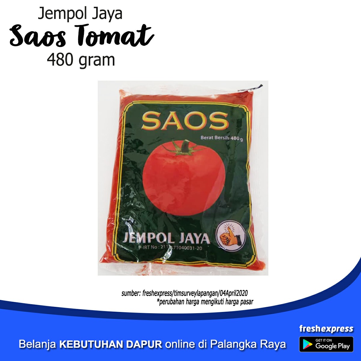 Saos Tomat Jempol Jaya 480 Gram