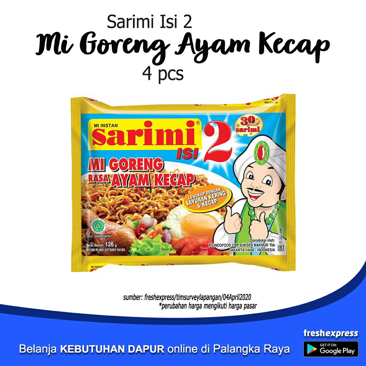 Sarimi Isi 2 Mi Goreng Rasa Ayam Kecap 4 Pcs