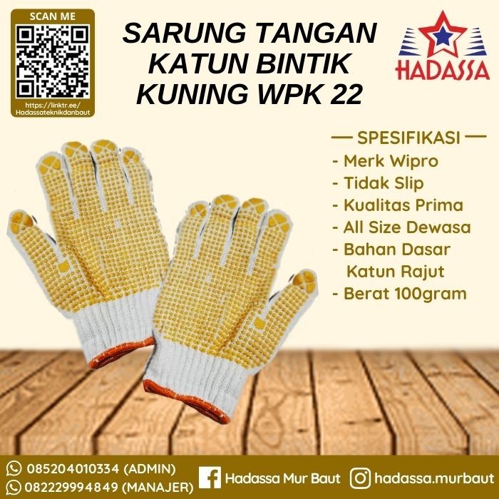 Sarung Tangan Katun Bintik Kuning WPK 22