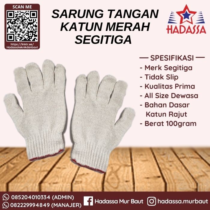 Sarung Tangan Katun Merah Segitiga