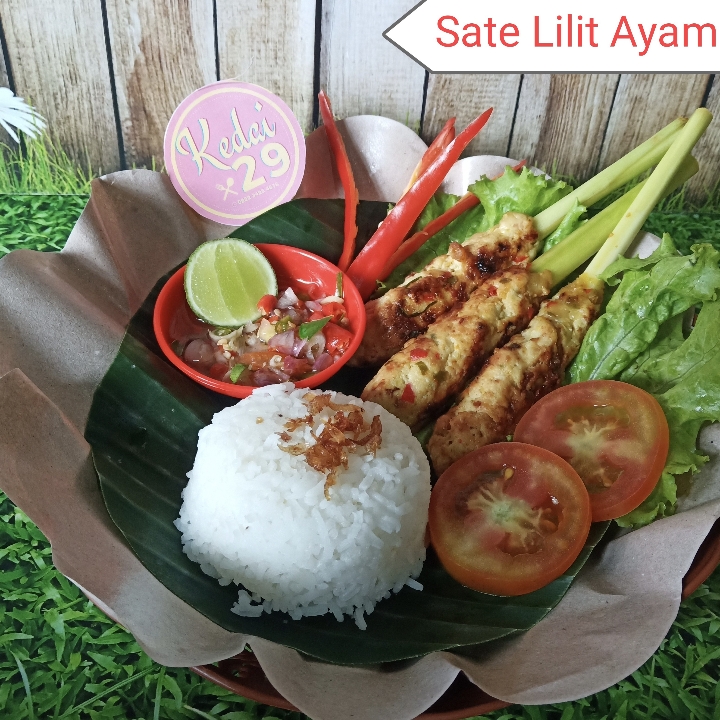 Sate Lilit Ayam Nasi Putih