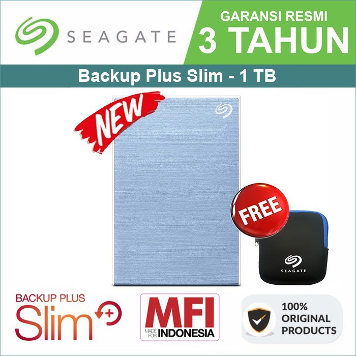 Seagate Backup Plus Slim 1 Terabyte HD External Usb 3 3