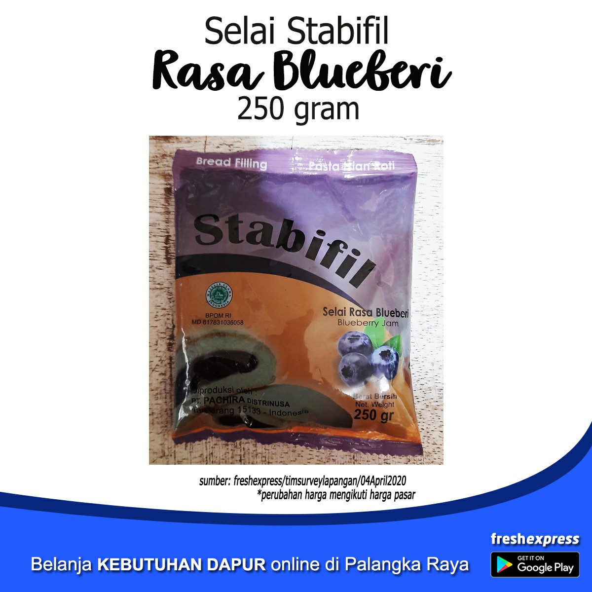 Selai Stabifil Rasa Blueberi 250 Gram