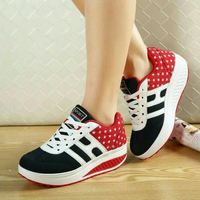 Sepatu Kets Bintang HI Hitam Merah Combine