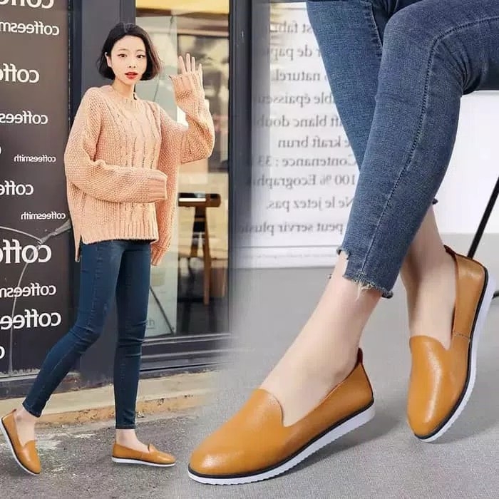 Sepatu Slip On Korean Coklat