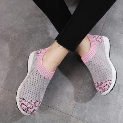 Sepatu Slip On MJ7 Abu Pink 2