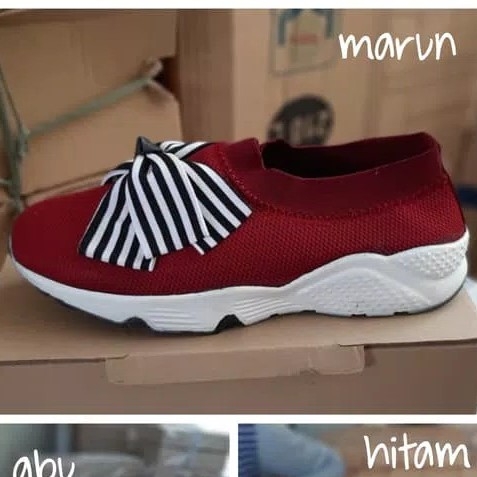 Sepatu Slip On Pita Blaster Maroon 2