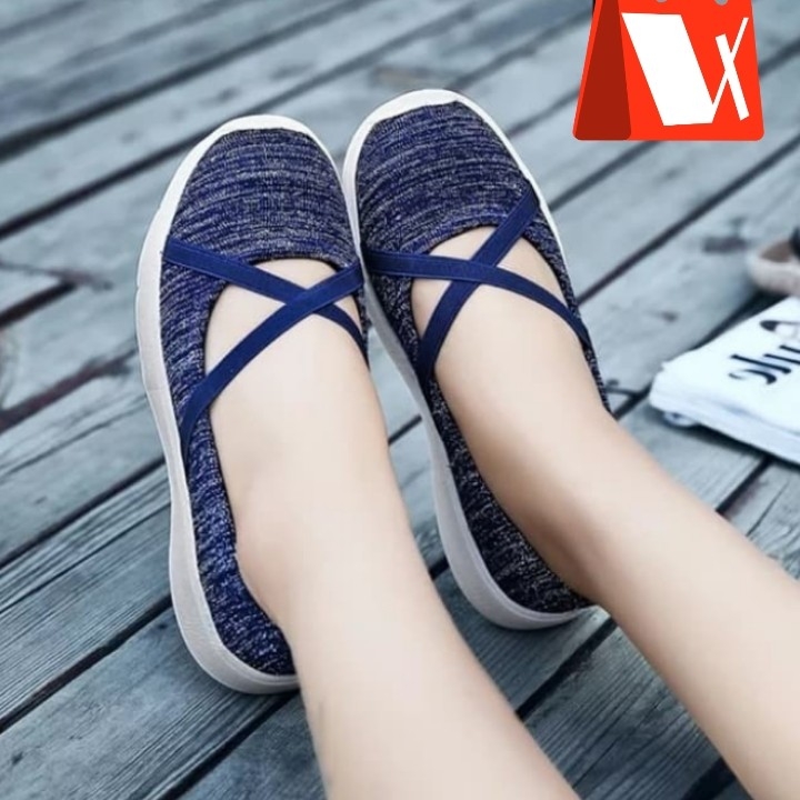 Sepatu Slip On Silang AL03 - Navy