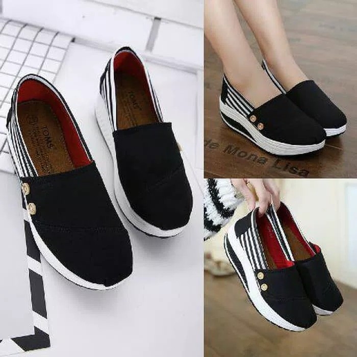 Sepatu Slip On Toms HITAM