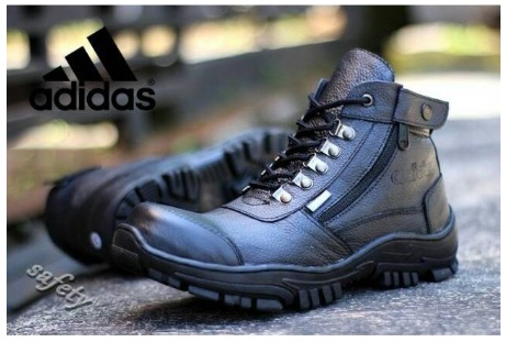 Sepatu Adidas boots safety kulit zipper resleting tracking trex black