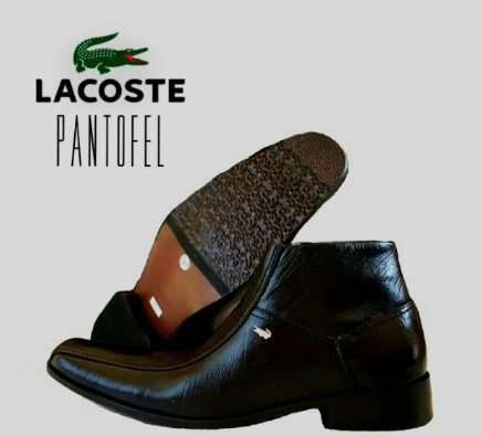 Sepatu Lacoste pantofel boots resleting hitam cokelat kulit asli