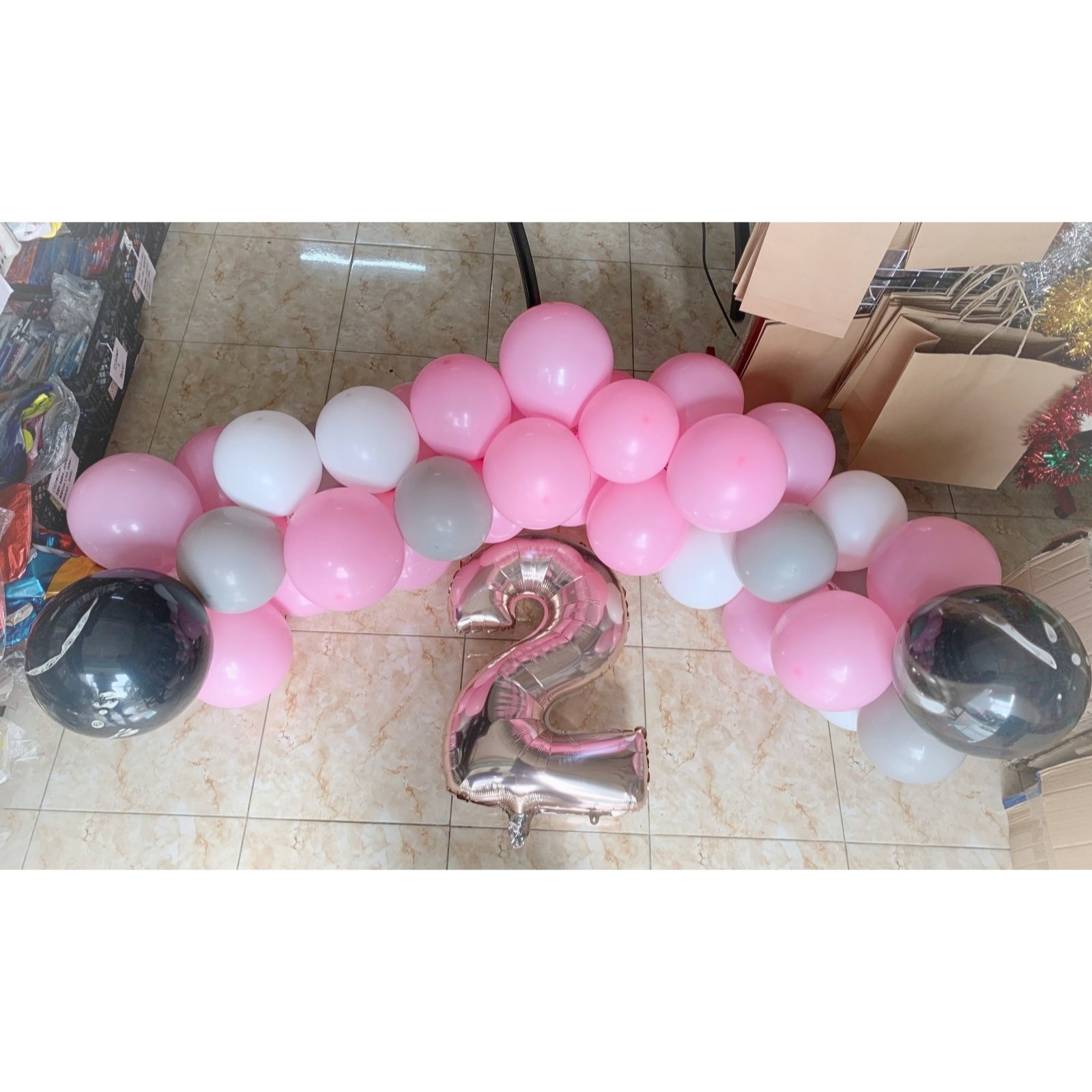 Set Dekorasi Pink Abu Marble Putih