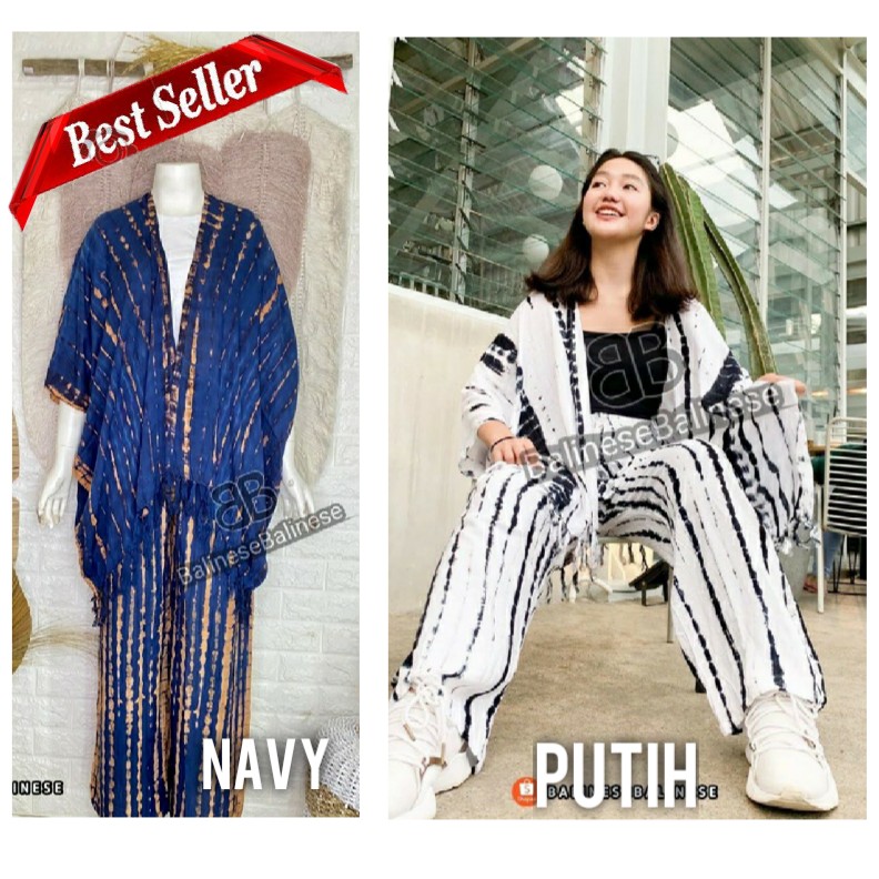 Setelan Cardigan Kulot Tie Dye Bali Lilit One Set Carlot