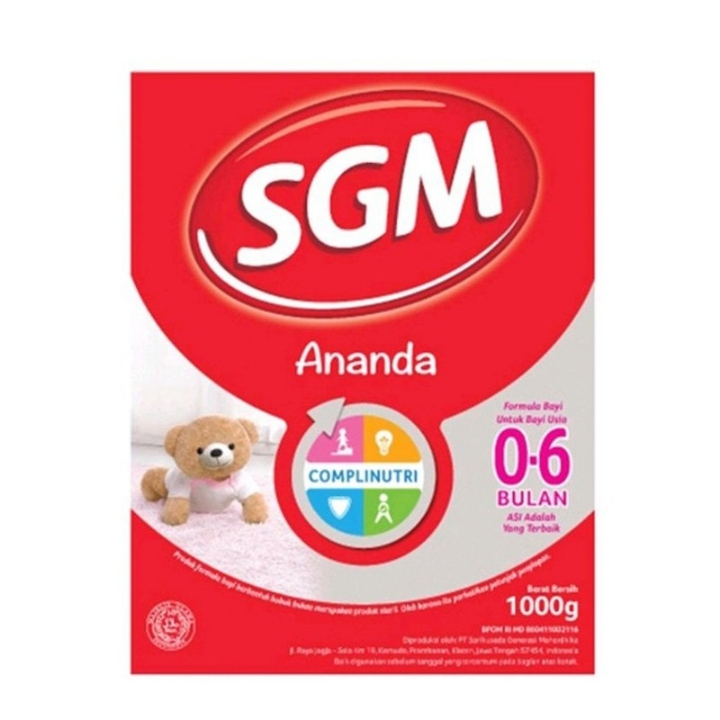 Sgm Ananda 1 Formula Bayi Bubuk 0-6 Bulan 1000 g - susubayi