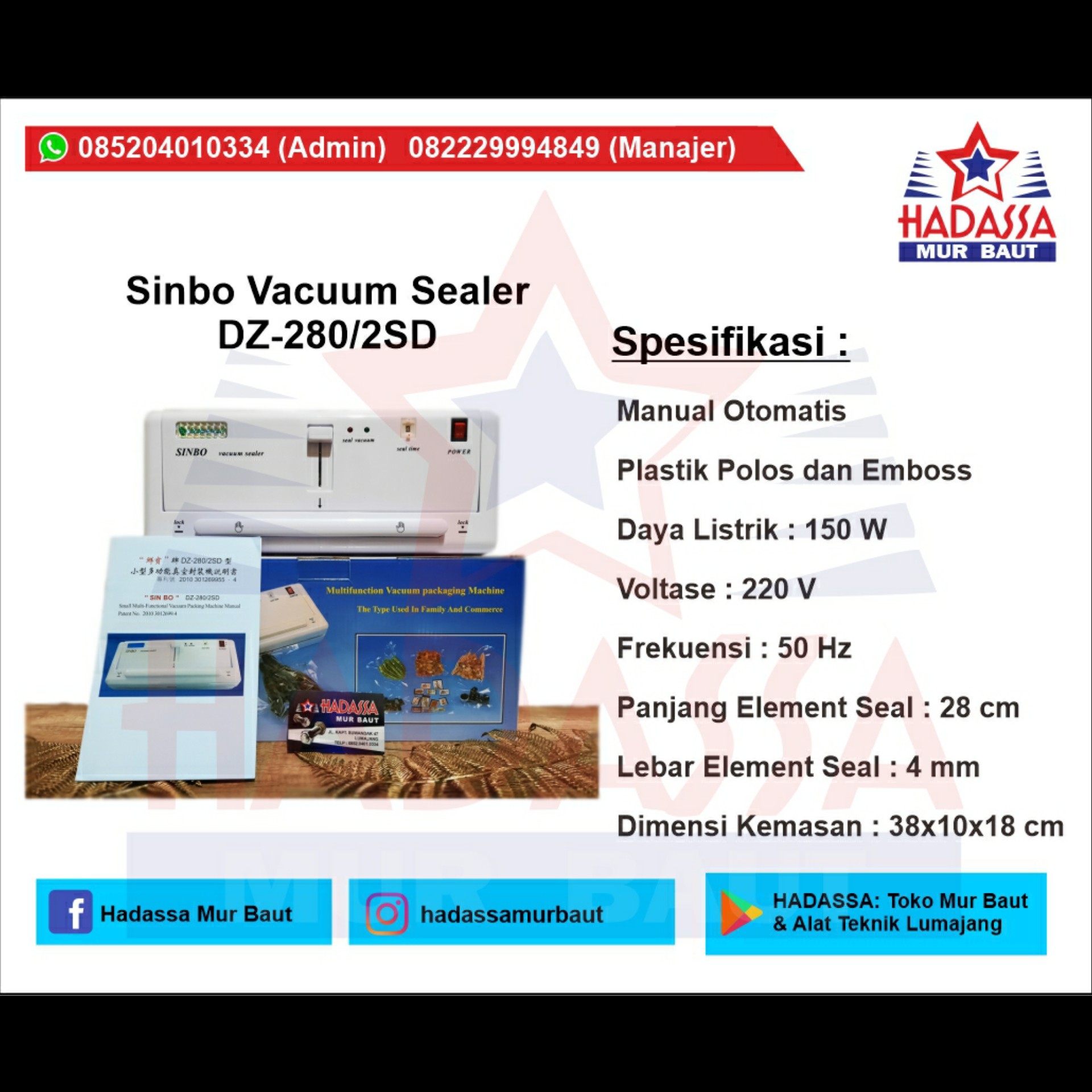 Sinbo Vacuum Sealer DZ-2802SD