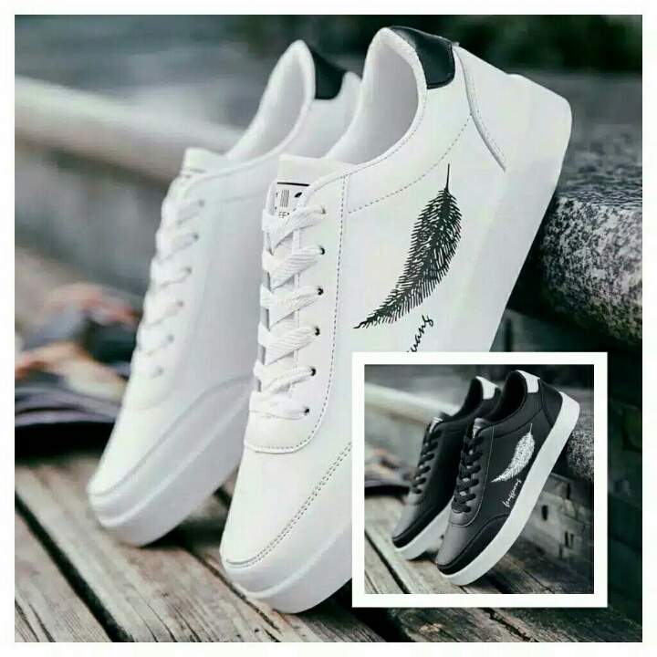 Sneakers Wanita Motif Daun Hitam 3