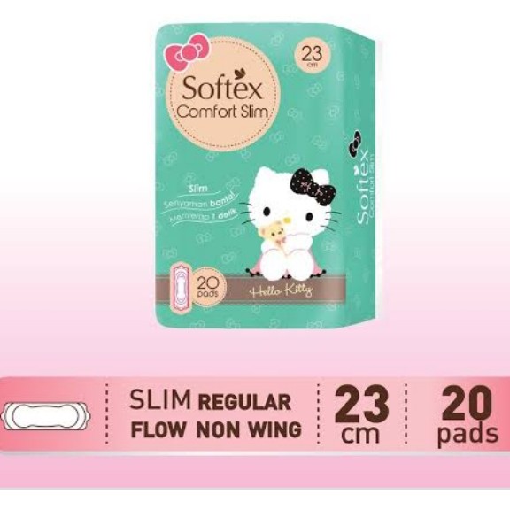 Softex Comfort Slim Hello Kitty 23cm Non Wing 20 Pads